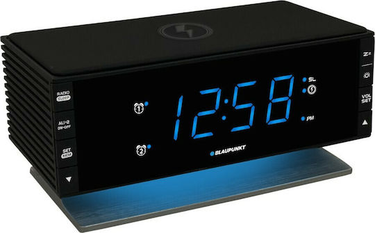 Blaupunkt Clockradio Επιτραπέζιο Ψηφιακό Ρολόι LED με Ξυπνητήρι, Ραδιόφωνο & Ασύρματη Φόρτιση Μαύρο CR55CHARGE