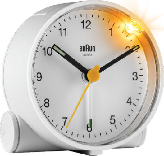 Braun BC 01 Αθόρυβο Επιτραπέζιο Ρολόι με Δείκτες με Ξυπνητήρι Λευκό S0424719
