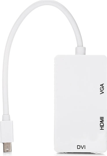 Конвертор Thunderbolt мъжки към DVI-D / HDMI / VGA женски Бял 1бр