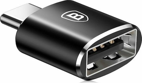 Baseus Конвертор USB-C мъжки към USB-A женски Черен 1бр CATOTG-01