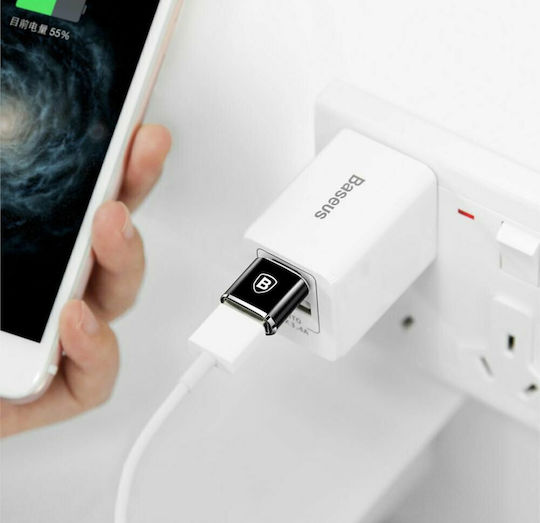 Baseus Конвертор USB-C мъжки към USB-A женски Черен 1бр CATOTG-01