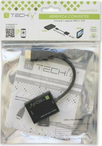 Techly Конвертор HDMI мъжки към VGA женски Черен 1бр IDATA-HDMI-VGA2