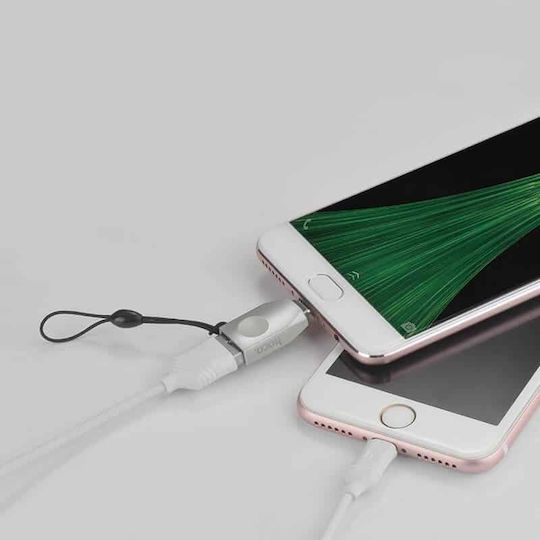 Hoco Μετατροπέας micro USB male σε USB-A female Ασημί 1τμχ HOC-UA10m-S