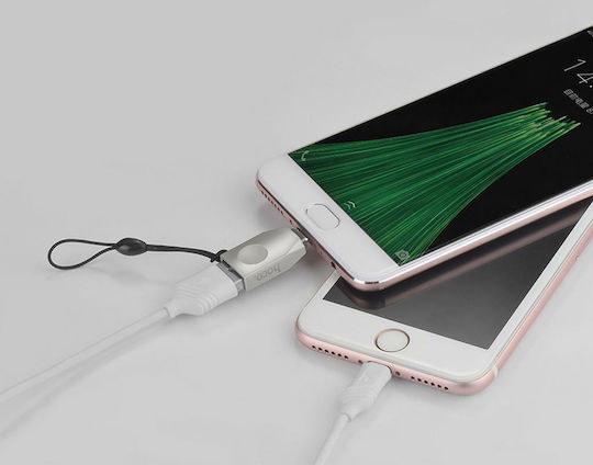 Hoco Μετατροπέας micro USB male σε USB-A female Ασημί 1τμχ HOC-UA10m-S