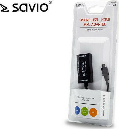 Savio Μετατροπέας HDMI female σε micro USB male 1τμχ CL-32