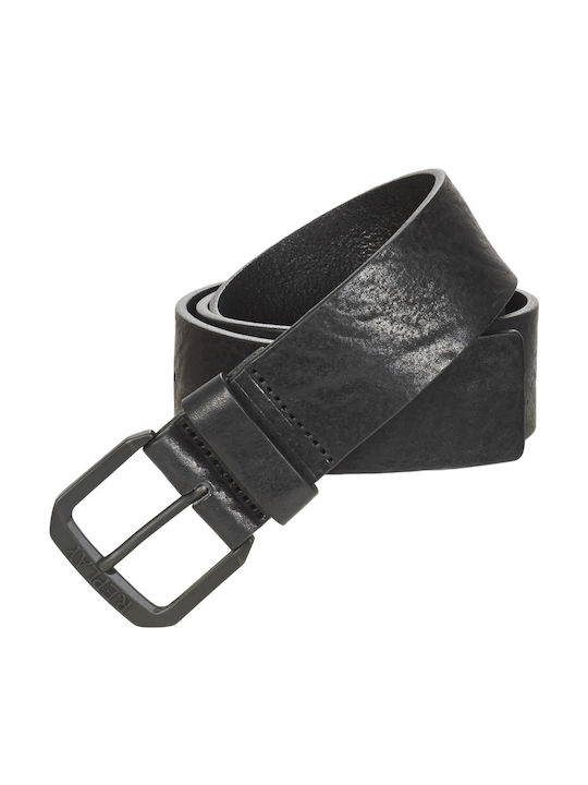 Wide Men's Belt Leather Black