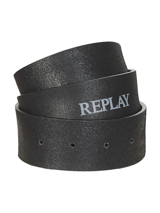 Wide Men's Belt Leather Black