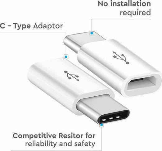V-TAC V-TAC USB-C Male to Micro USB Female Converter White Pieces 1