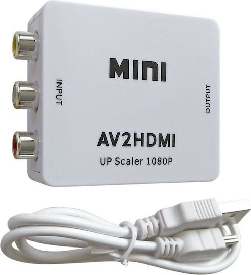 Muzik Μετατροπέας RCA female σε HDMI female Λευκό 1τμχ VD-249