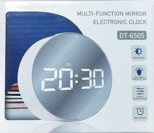 Mirror DT-6505 Tabletop Digital Clock with Alarm White