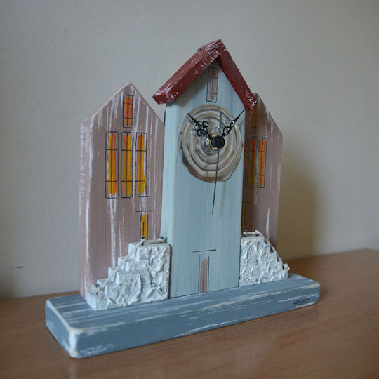 Kapadakis Wood Art Ceas De Masă Cu Indicatori Lemn Multicolor 1108