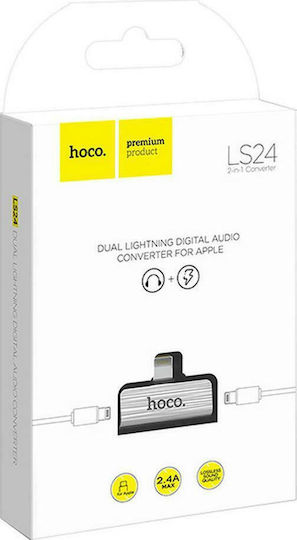 Hoco Converter Lightning male to Lightning 2x female Silver 1pcs HC-LS24