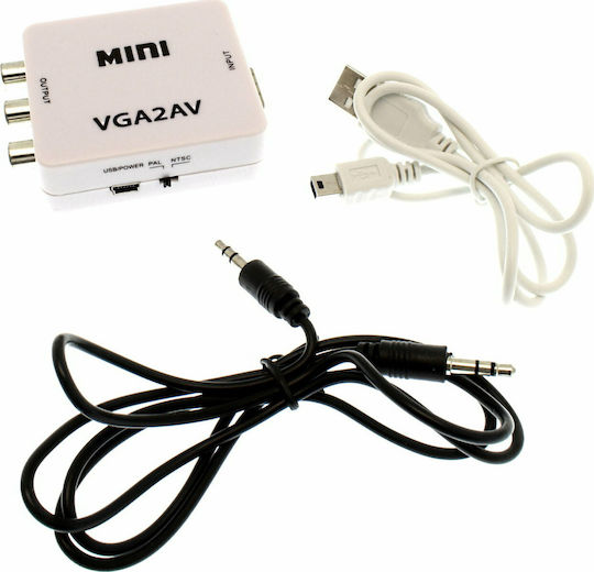 Конвертор VGA женски към RCA женски Бял 1бр