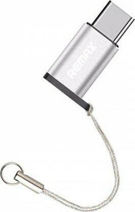 Remax RA-USB1 Μετατροπέας USB-C male σε micro USB female Ασημί 1τμχ