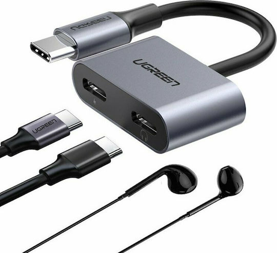 Ugreen Convertor USB-C masculin în USB-C 2x femelă Gri 1buc 60165