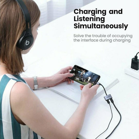 Ugreen Convertor USB-C masculin în USB-C 2x femelă Gri 1buc 60165