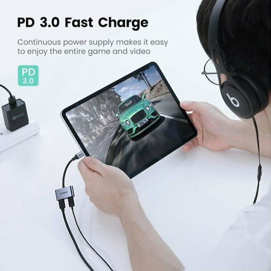 Ugreen Convertor USB-C masculin în USB-C 2x femelă Gri 1buc 60165