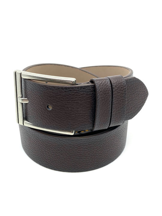 1757 Wide Men's Belt from Artificial Leather Brown 1757 ΚΑΦΕ