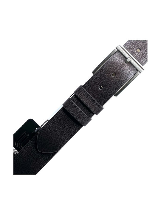 1757 Wide Men's Belt from Artificial Leather Brown 1757 ΚΑΦΕ