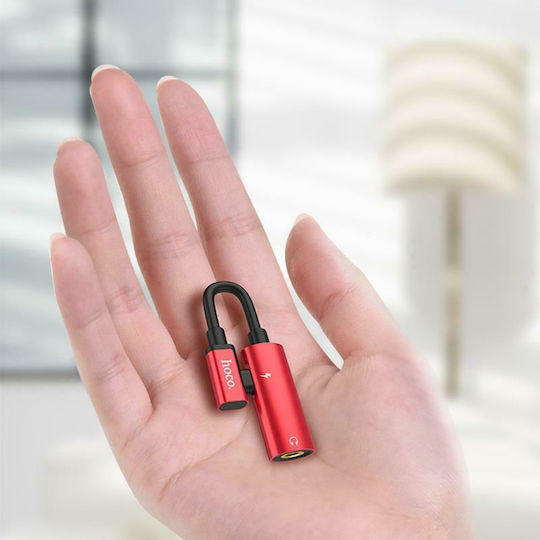 Hoco LS19 Konverter USB-C männlich zu 3.5mm / USB-C weiblich Grau Gray 1Stück
