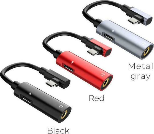 Hoco LS19 Konverter USB-C männlich zu 3.5mm / USB-C weiblich Grau Gray 1Stück