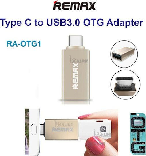 Remax RA-OTG Micro USB Male to USB-A Female Converter Gold Gold 1 Piece