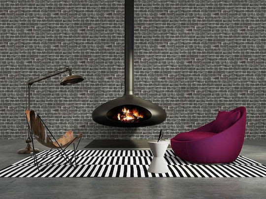 Ταπετσαρία Τοίχου Wood Stone Βινυλίου Γκρι 1005x53cm Πλενόμενη