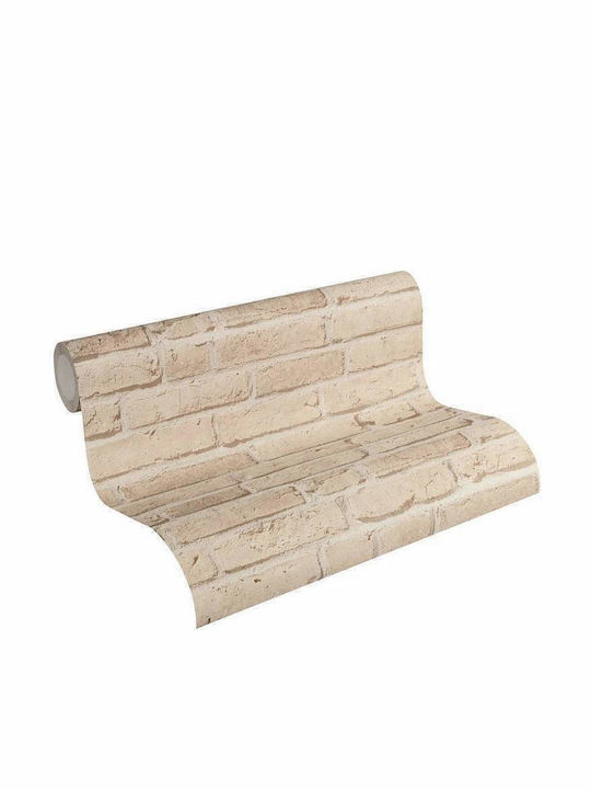 Wall Wallpaper Wood Stone Vinyl Beige 1000x53cm Washable