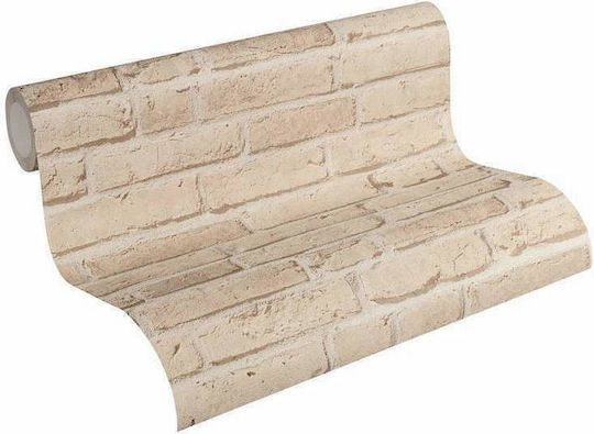 Wall Wallpaper Wood Stone Vinyl Beige 1000x53cm Washable