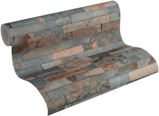Wall Wallpaper Wood Stone Vinyl Petrol 1000x53cm Washable