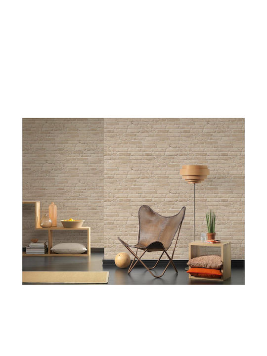 Wall Wallpaper Wood Stone Vinyl Beige 1000x53cm Washable