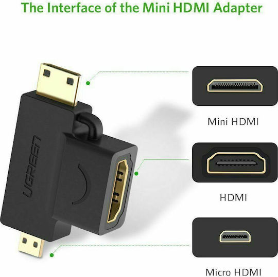 Ugreen Μετατροπέας micro HDMI / mini HDMI male σε HDMI female 1τμχ 20144