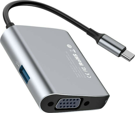 Baseus Enjoyment Series Конвертор USB-C мъжки към VGA женски Сив 1бр