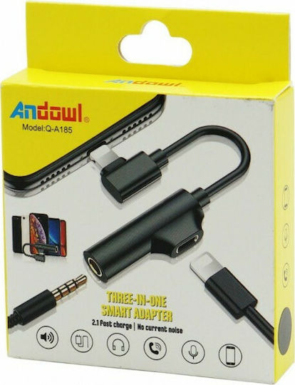 Andowl Q-A185 Lightning Male to 3.5mm Lightning Female Converter White 1 Piece