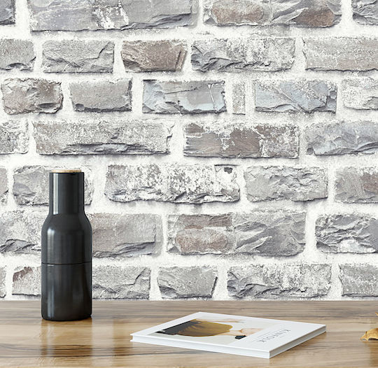 Wall Wallpaper Brick Vinyl Gray 1000x53cm Washable