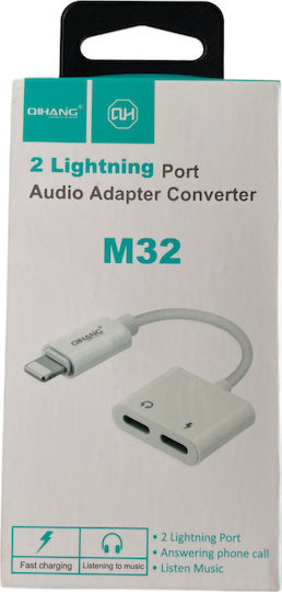QIHANG M32 Converter Lightning male to Lightning 2x female White 1pcs