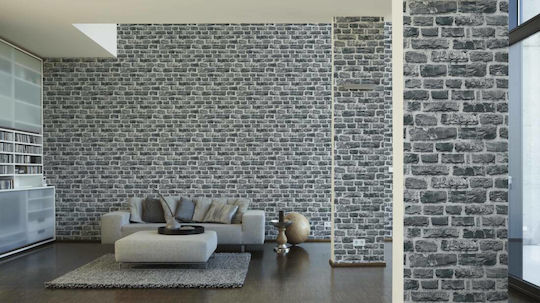 Wall Wallpaper Brick Vinyl Gray 1000x53cm Washable