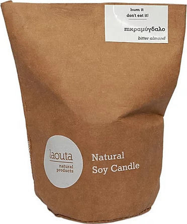 Laouta Natural Products Αρωματικό Κερί Σόγιας σε Βάζο με Άρωμα Πικραμύγδαλο Λευκό 200gr