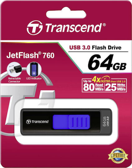 Transcend JetFlash 760 64GB USB 3.0 Stick Schwarz
