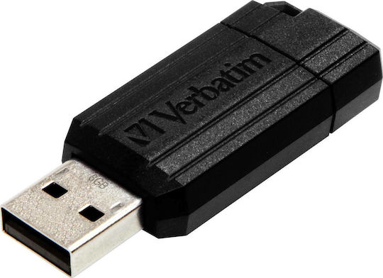 Verbatim PinStripe 8GB USB 2.0 Stick Μαύρο
