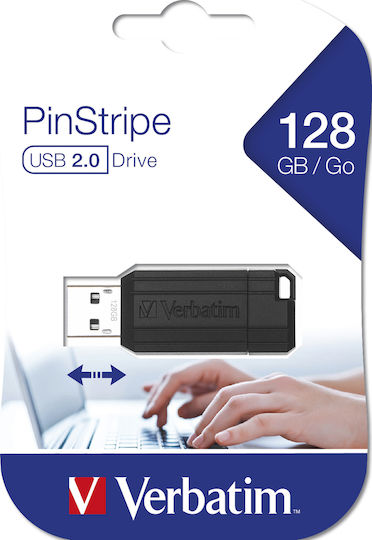 Verbatim Store 'n' Go Pinstripe 128GB USB 2.0 Stick Μαύρο