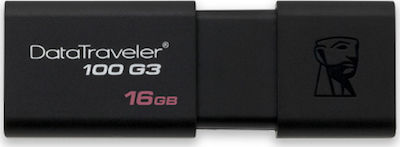 Kingston DataTraveler 100 G3 16GB USB 3.0 Stick Μαύρο