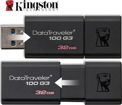 Kingston DataTraveler 100 G3 32GB USB 3.0 Stick Μαύρο