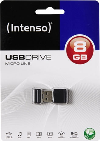 Intenso Micro Line 8GB USB 2.0 Stick Μαύρο