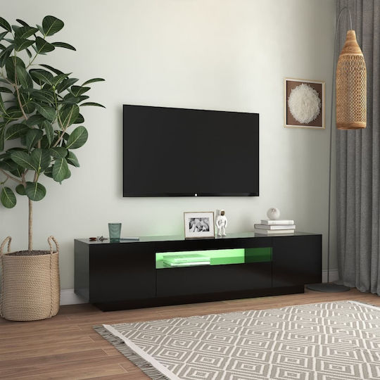 TV Stand with LED Lighting Black M160xD35xH40cm