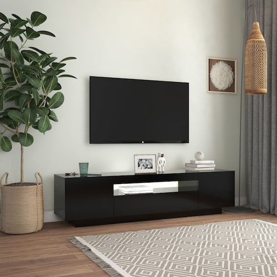 TV Stand with LED Lighting Black M160xD35xH40cm