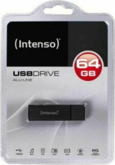 Intenso Alu Line 64GB USB 2.0 Stick Γκρι