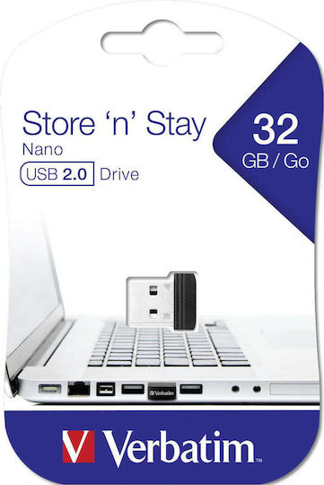 Verbatim Store 'n' Stay Nano 32GB USB 2.0 Stick Μαύρο