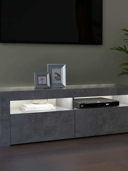 TV-Ständer mit LED-Beleuchtung Grau Beton M120xT35xH40cm