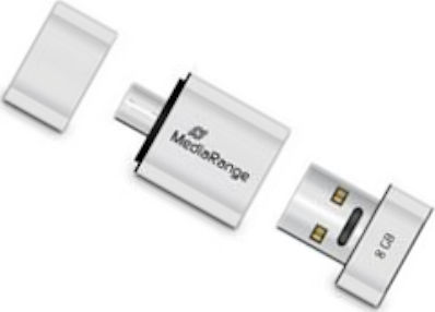 MediaRange 8GB USB 2.0 Stick with connection USB-A & micro USB-B White